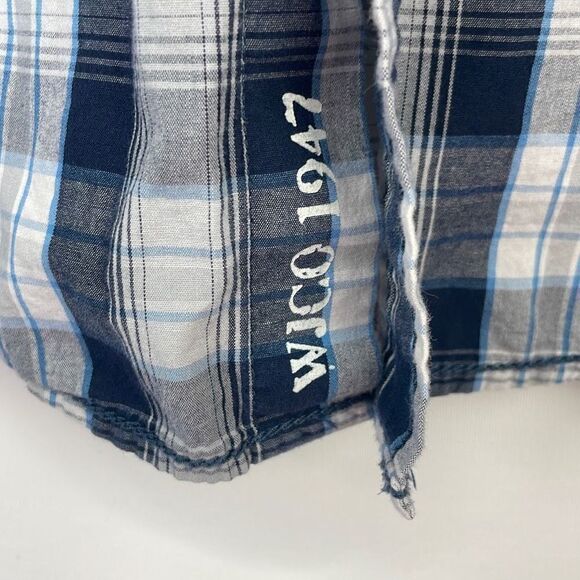 Wrangler Jeans Co Men's Plaid Cotton Casual Button-Up Shirt Blue Size XL - Picture 4 of 9